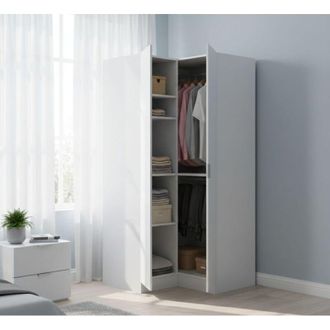 Dmora Guardaroba 2 Ante - 4 Ripiani Appendiabiti, Bianco, -, 90.5x184h cm Sinornithoides