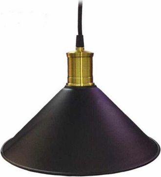 Trade Shop Trade Shop - Lampadario A Sospensione Stile Industriale Paralume Nero Rame Lampada Attacco E27