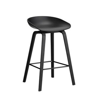 HAY About A Stool AAS 32 H 65 cm, Eiche schwarz lackiert/ Stahl schwarz / black 2.0 (Kunststoffgleiter)