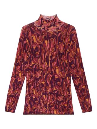 Maliparmi floral-print turtleneck sweater - women - Fabric - L - Red