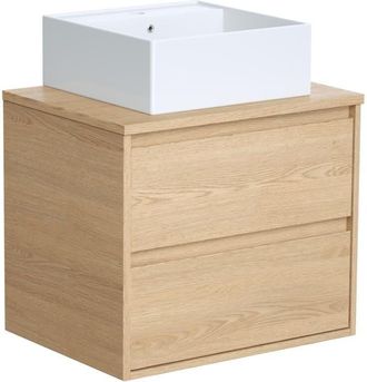 Vente-Unique Mobile per bagno sospeso con lavabo da appoggio 60 cm Placcatura rovere - MILIPAM