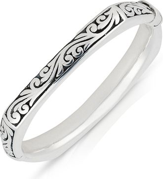 MAX + STONE 925 Sterling Silver 7 Inch Filigree Squared Bracelets with Hinged Clasp