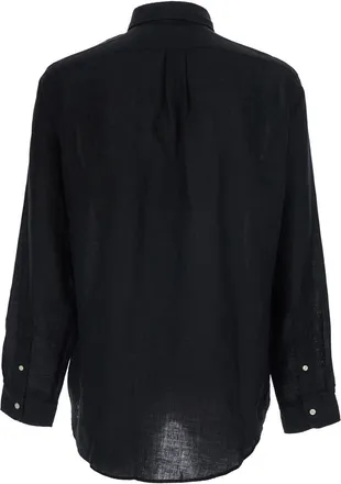 Polo Ralph Lauren Mens Shirt Custom Fit Linen Black