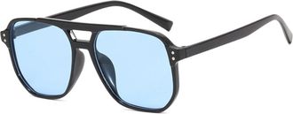 Generic Square Mens Large Frame Sunglasses Vacation Womens Driving Sun Glasses(Blue)