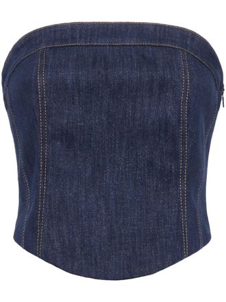 Brunello Cucinelli Top denim crop - Blu
