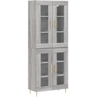 vidaXL Vidaxl - Aparador Alto Madera Contrachapada Gris Sonoma 69,5x34x180 Cm