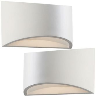 Loops 2 PACK 200mm LED Wall Light Warm White Primed White (ready to paint) Curved Lamp