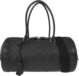 Louis Vuitton Papillon Monogram Black Leather Handbag (Pre-Owned)
