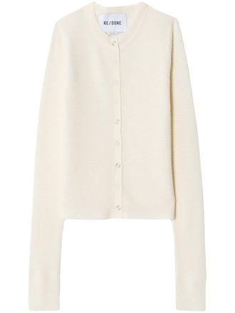 Re/Done Vest met gestrikte hals - Wit