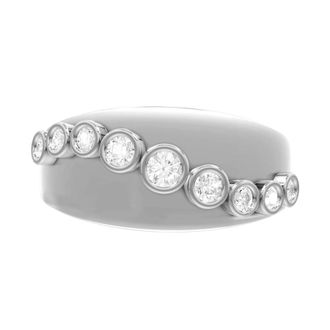 Diamond2Deal Sterling Silver 0.35 Ct Round Lab Grown Diamond Wedding Band Ring Size 7, VS1, E-F