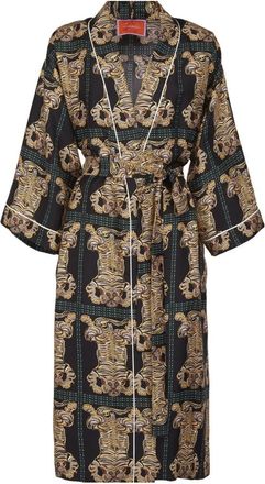 La DoubleJ Luxe Zijden Badjas - Dames - Badjassen - Zwart - M - Nachtkleding