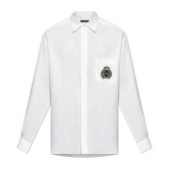 Dolce & Gabbana Formal Shirts, male, White, Size: 3XL Linen shirt