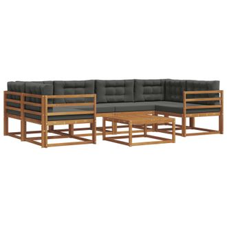 vidaXL Conjunto De Sof&aacute;s De Exterior 7 Pcs Natural Y Antracita Vidaxl