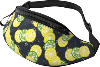 Generic Lemon Citrus And Lime Bum Bag Waist Bag Adjustable Bumbags For Ladies Walking Workout 14X35Cm