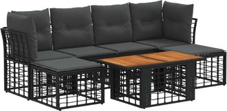 vidaXL Conjunto De Sof&aacute;s De Jard&iacute;n 7 Uds. Negro Y Gris Oscuro Vidaxl
