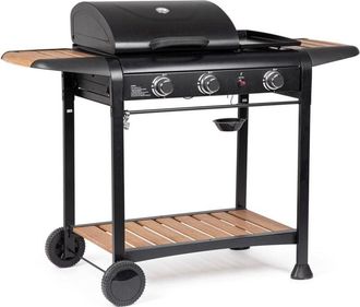 Decorspace Barbecue a gas Loni con 3 bruciatori superfice di cottura in acciaio smaltato