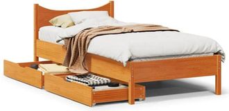 vidaXL Estructura Cama Con Cajones Madera Maciza Pino Marr&oacute;n 100x200cm Vidaxl