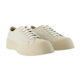 Marni Mens Chunky-Soled Leather Sneaker White Calfskin