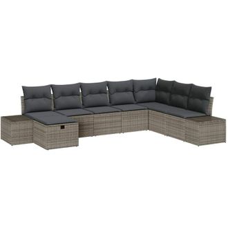 vidaXL Garden Sofa Set with Pillow 8 pcs Grey Poly rattan vidaXL