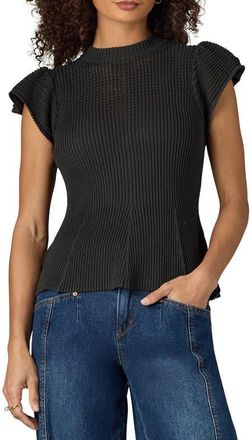Wit & Wisdom Flutter Sleeve Rib Top in Winter Moss at Nordstrom, Size X-Small