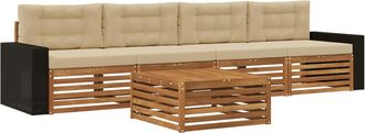 vidaXL Conjunto De Sof&aacute;s De Exterior 5 Uds. Natural Y Beige Vidaxl