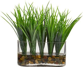 Nearly Natural Vanilla Grass Artificial Plant in Oval Vase in Green at Nordstrom