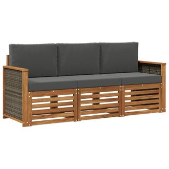 vidaXL Juegos De Sof&aacute;s Con Coj&iacute;n 3 Pcs Madera De Acacia S&oacute;lida Vidaxl