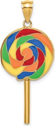 Diamond2Deal 14k Yellow Gold 3-D Multi-Color Enameled Lollipop Charm Pendant