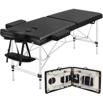 Yaheetech Lettino da Massaggio Pieghevole Portatile Professionale a 2 Zone Alluminio per Fisioterapia Portata 250 kg Altezza Regolabile Poggiatesta e