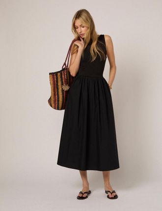 Nobody's Child Black Fitted Bodice Eliana Midi Dress