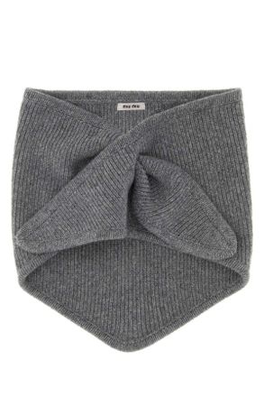 Miu Miu Virgin Wool and Cashmere Blend Scarf - Gray