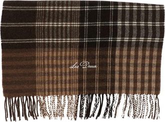 Les Deux Checked Scarf - unisex - Wintersjaals - Bruin - ONE Size - Wol - Accessoires