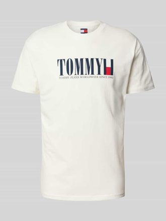 Tommy Jeans Regular Fit T-Shirt aus reiner Baumwolle in Offwhite, Größe M