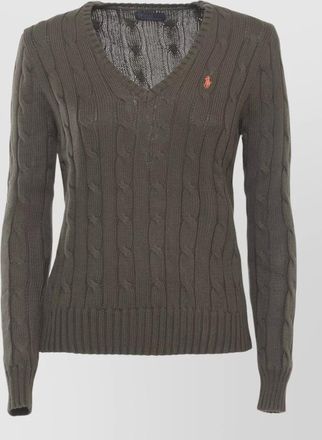 Ralph Lauren cable knit cotton v neck sweater