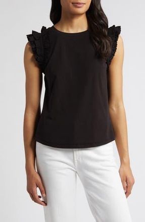 Wit & Wisdom Ruffle Sleeve Top in Black at Nordstrom Rack, Size X-Large