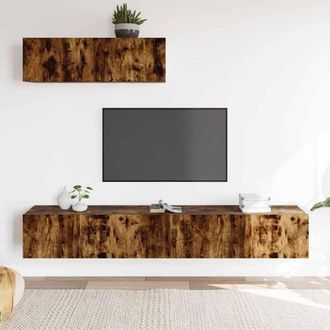 vidaXL Vidaxl - Set De Muebles De Tv 3 Pzas Madera Contrachapada Roble Ahumado
