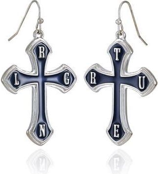 True Religion Logo Cross Drop Earrings in Silver Tone at Nordstrom Rack