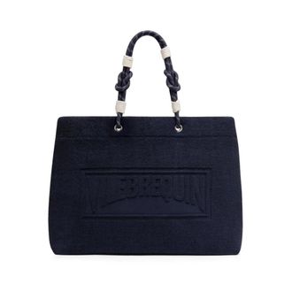 Vilebrequin Grote strandtas van badstof - unisex - Tassen - Blauw - Maat: ONE Size Katoen