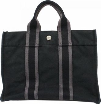 Herm&egrave;s Black Canvas Tote Bag (Pre-Owned)