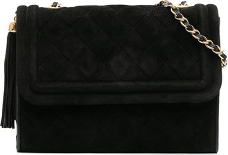 Chanel Pre-owned Womens Quilted Suede Tassel Flap - Black Leather - One Size