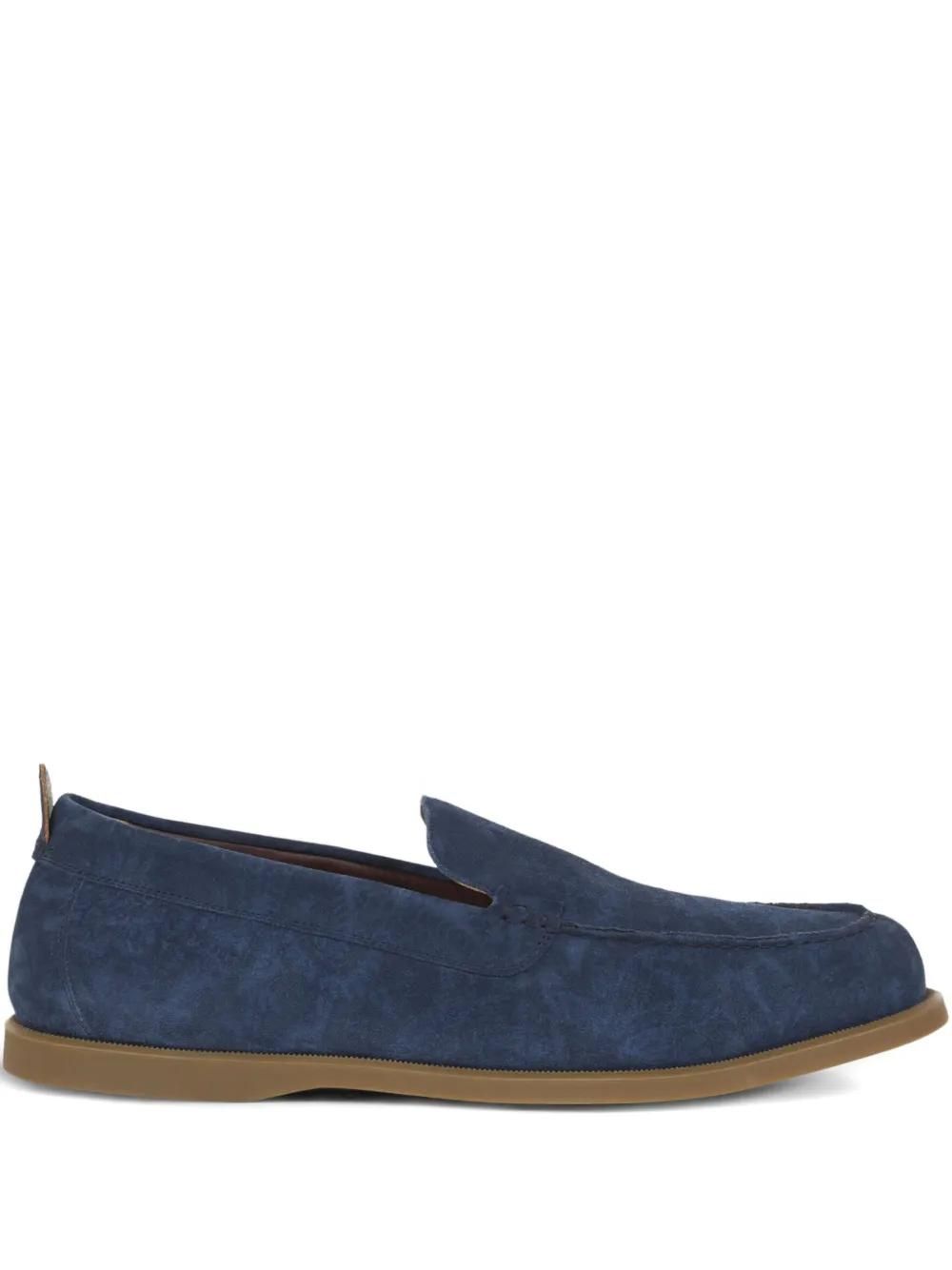 ETRO Pegaso Applique Penny Loafers Navy Blue Calf Leather Etro Pegaso Appliqué Penny Loafers In Blue - 50% Off  main image 4