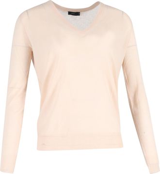 Joseph V Neck Sweater in Pink Wool