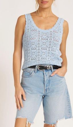 Matty M Lior Scoop Neck Crochet Tank in Sky at Nordstrom, Size X-Large