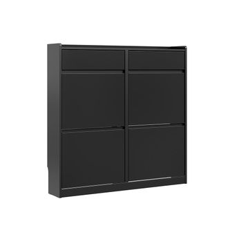 SoBuy Sobuy Armario Zapatero Con 2 Cajones Negro 98x19x95cm Moderno Fsr169-sch
