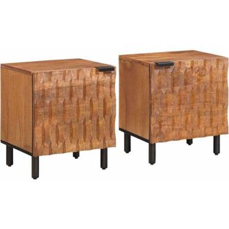 vidaXL Bedside Cabinet 2 pcs Brown 40 x 33 x 46 cm Solid Mango Wood vidaXL