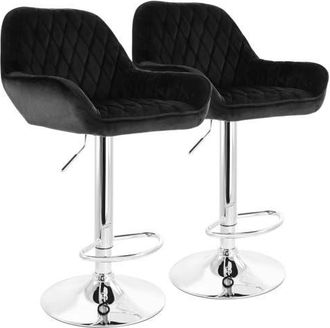 Elama 2 Piece Adjustable Velvet Bar Stools in Black at Nordstrom