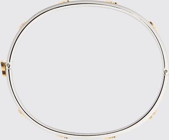 Tory Burch Double T Logo Rigid Steel Bangle with Snap Closure