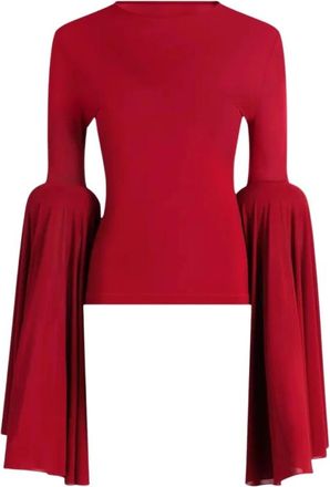 Jean Paul Gaultier Stretch Viscose Ronde Hals met Plooi - Dames - Longsleeves - Rood - M - Tops