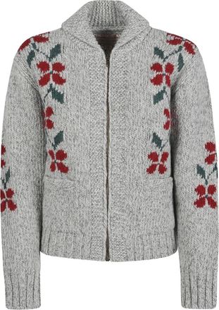 Filson Vest met geborduurde bloemen en rits - Grijs