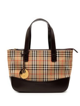 Burberry Borsa tote in tela con motivo Haymarket Check 2000-2017 - Marrone